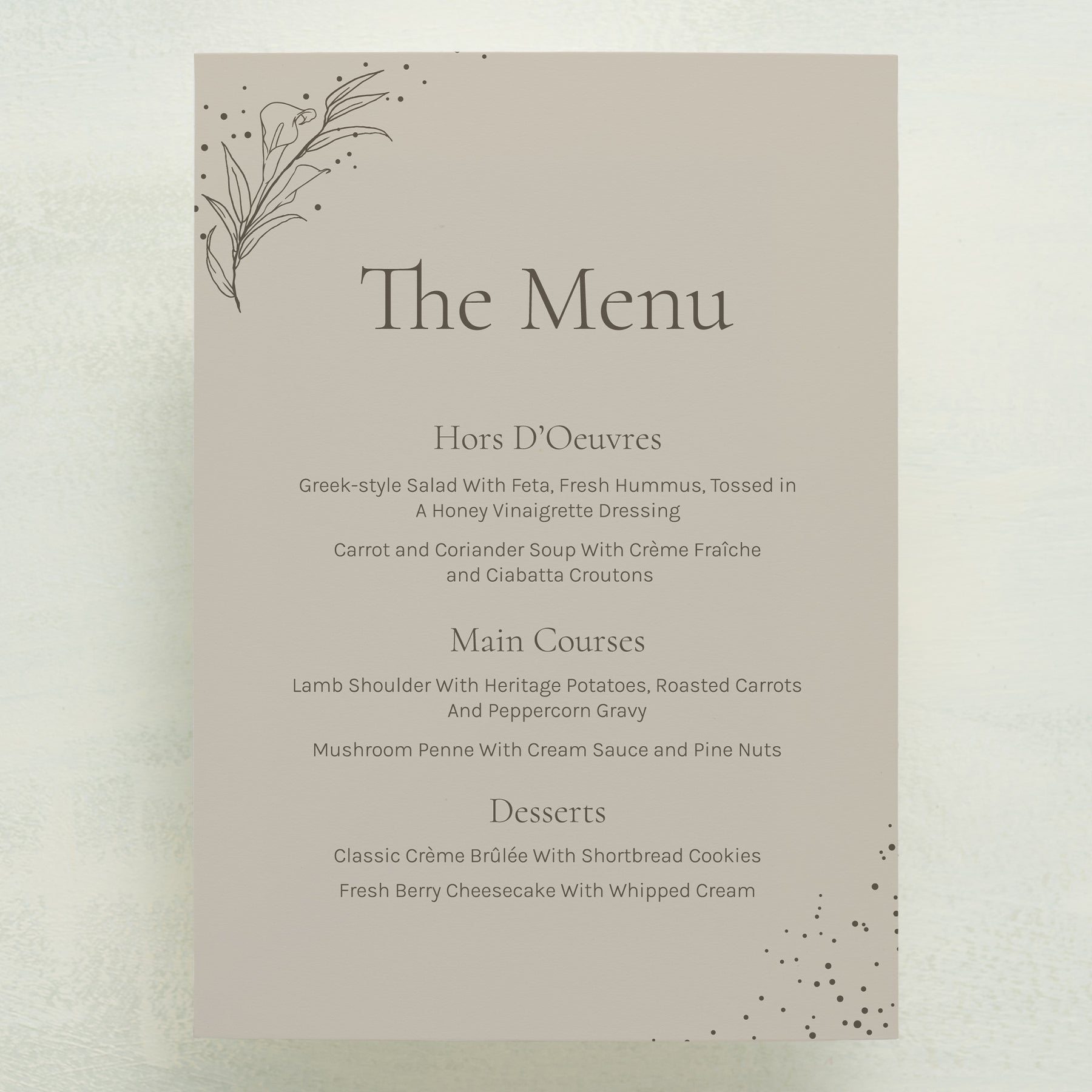 Full Bloom Menu