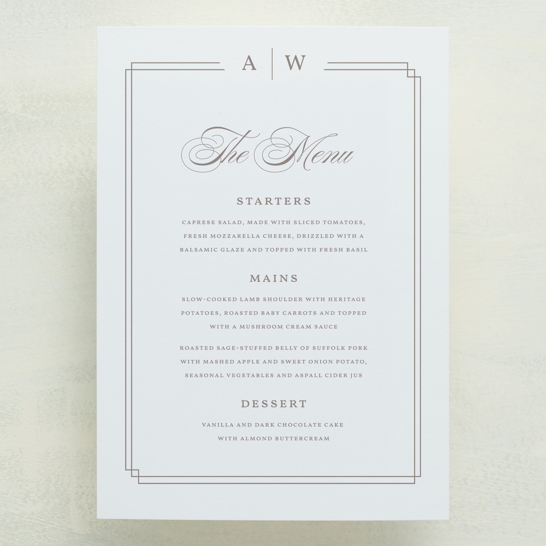 Always Traditional Menu