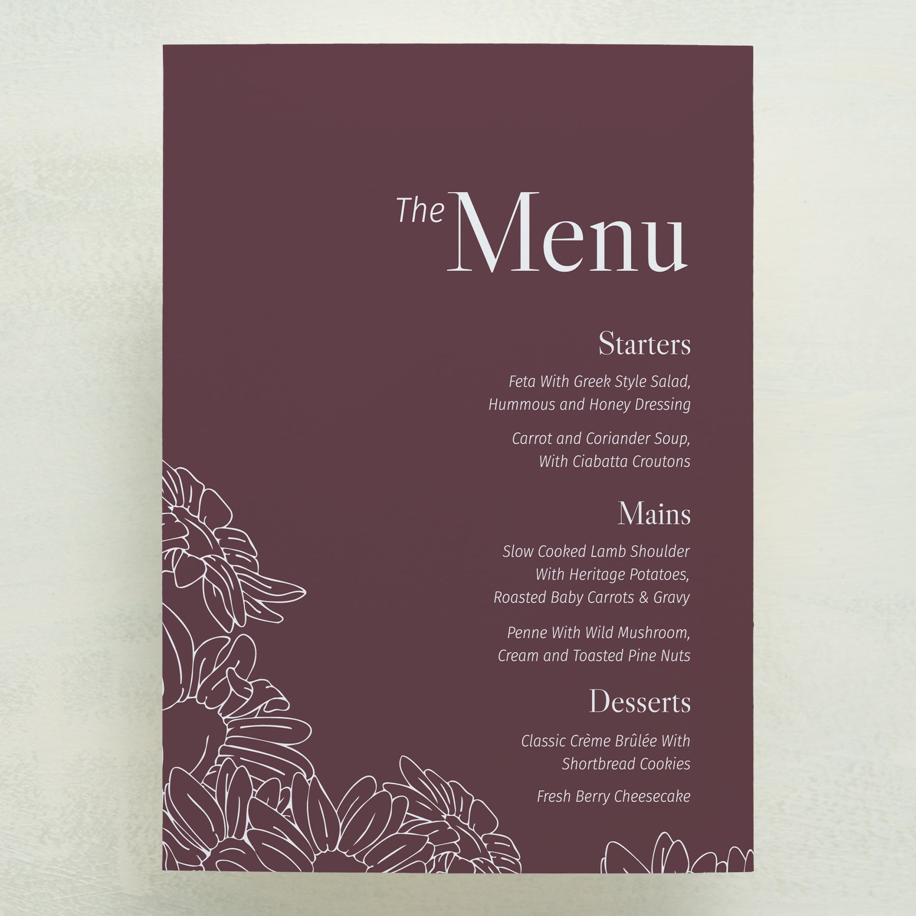 Coming Home Menu