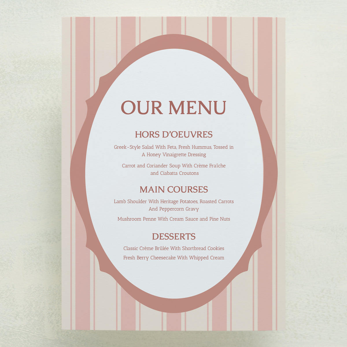 Dearest, Menu