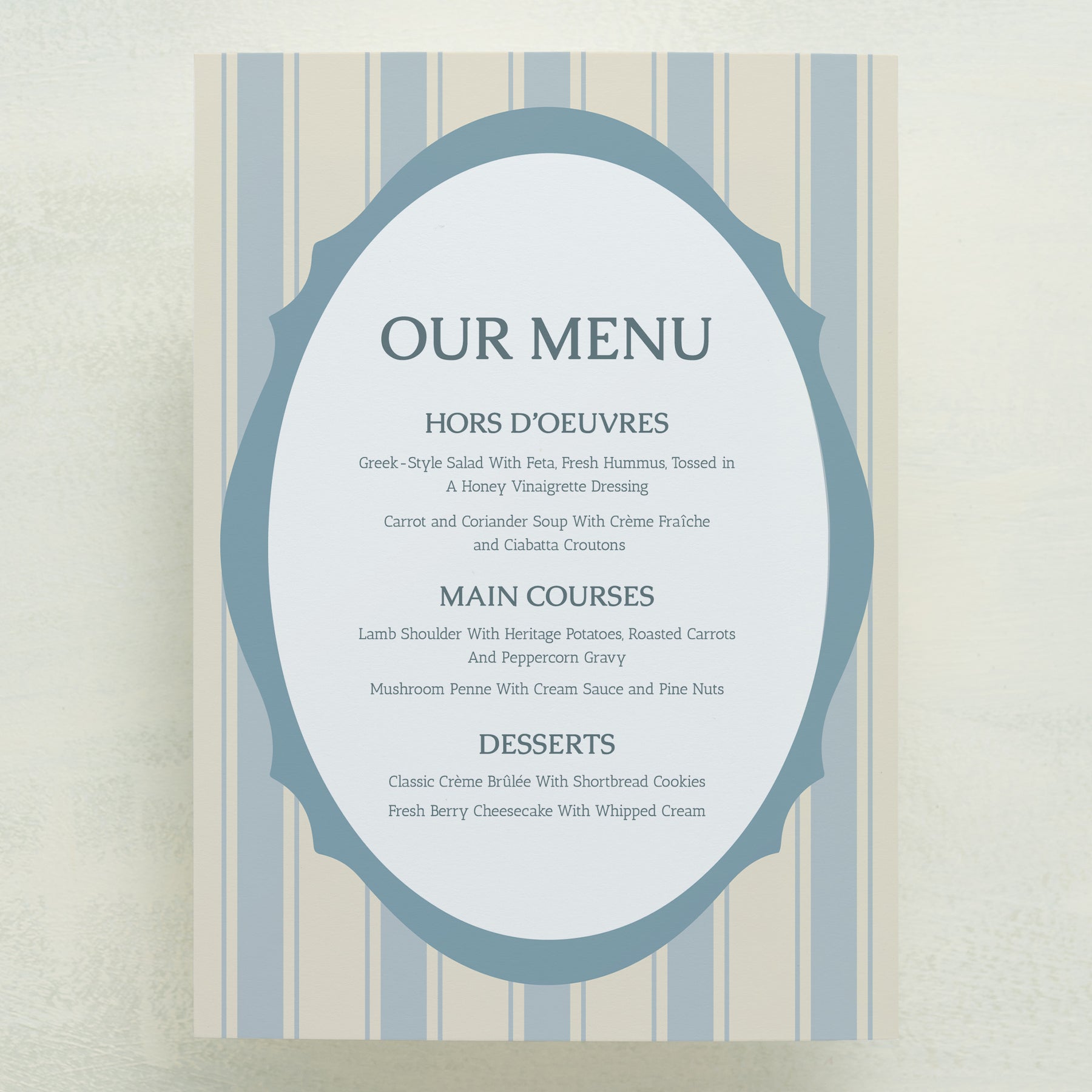 Dearest, Menu