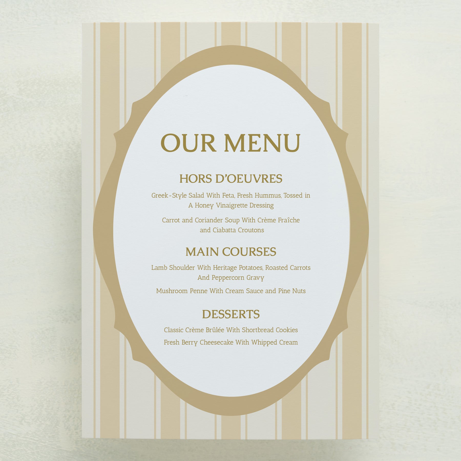 Dearest, Menu