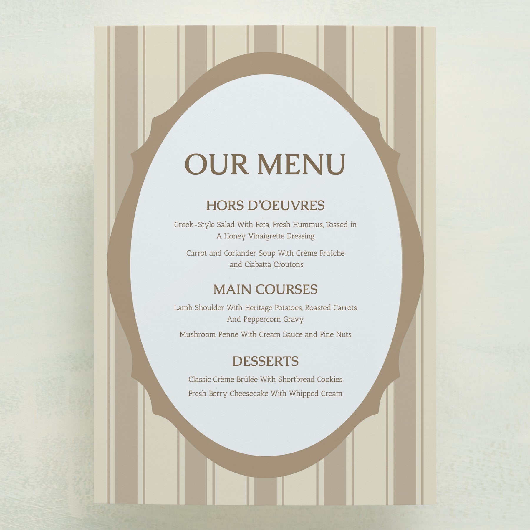 Dearest, Menu
