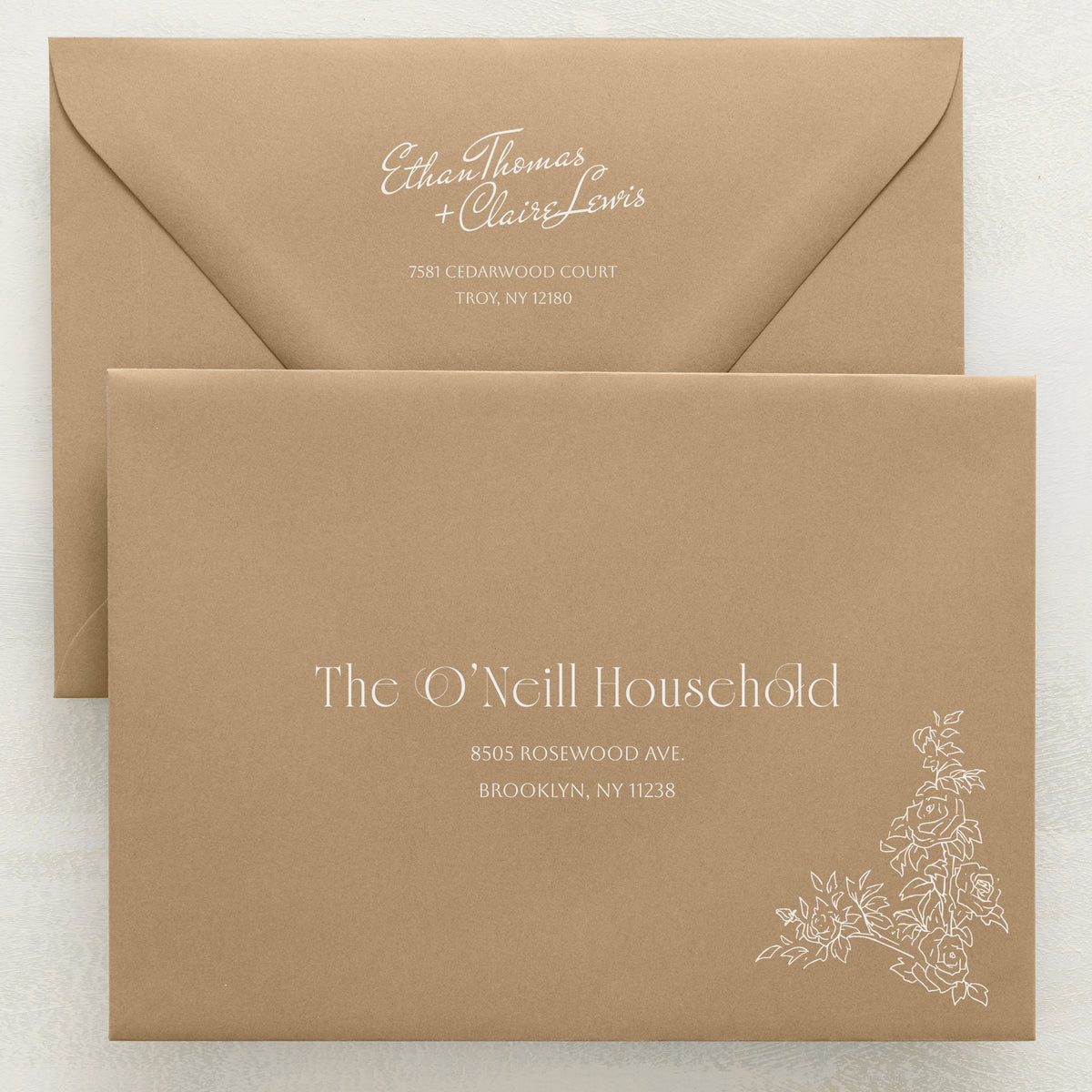 Rose Serenade Addressed Envelopes