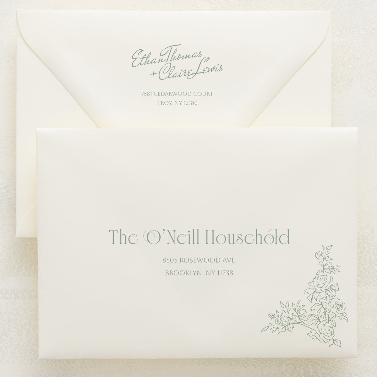 Rose Serenade Addressed Envelopes