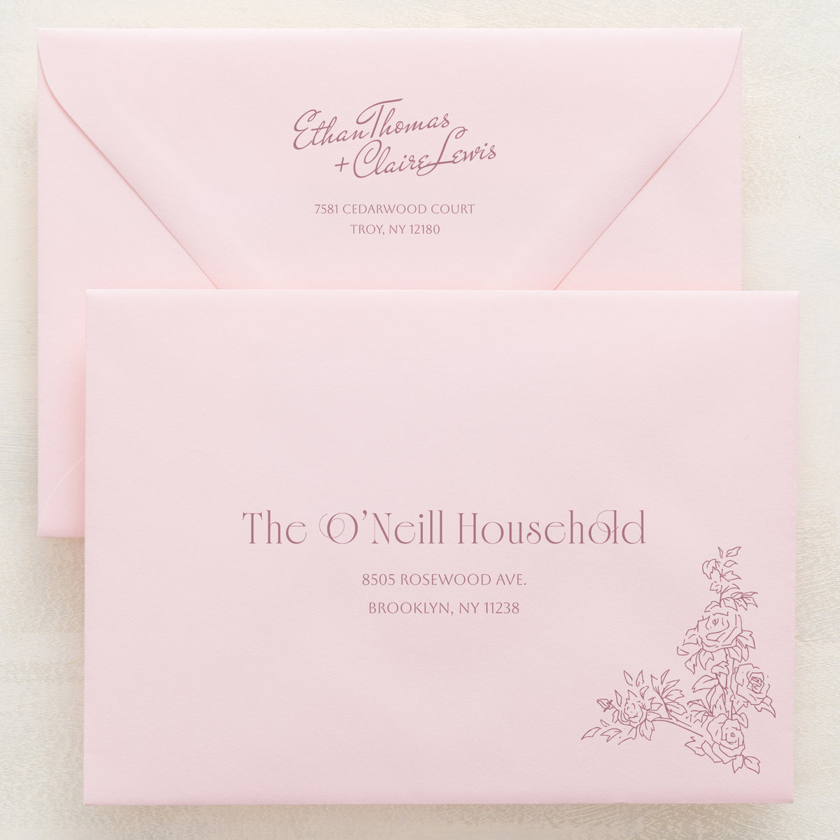 Rose Serenade Addressed Envelopes
