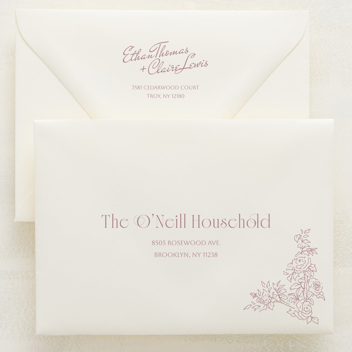 Rose Serenade Addressed Envelopes