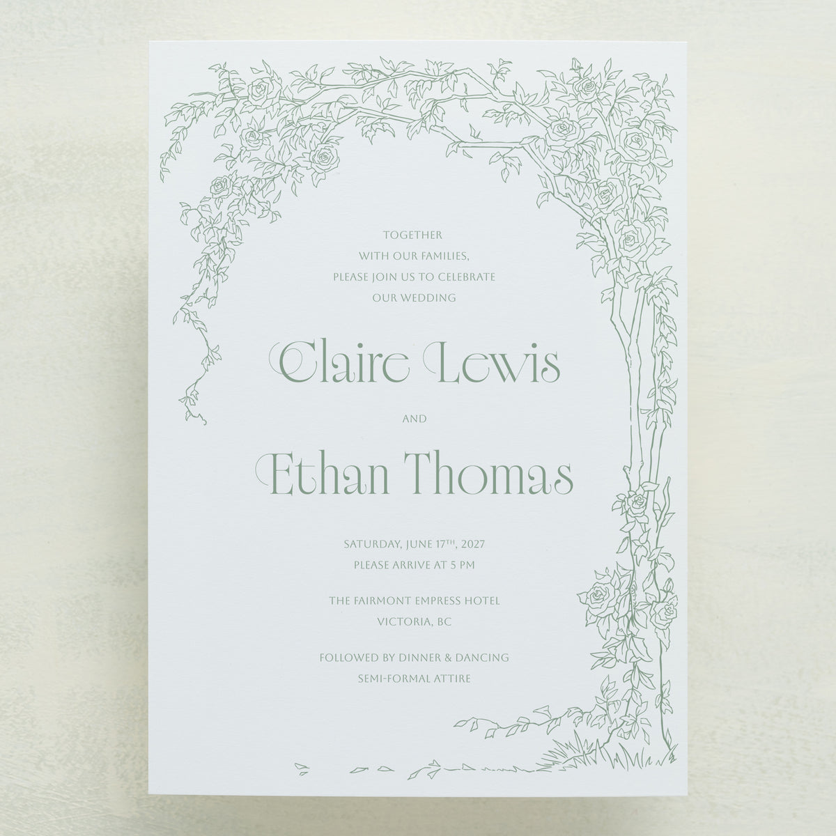 Rose Serenade All In One Wedding Invitations