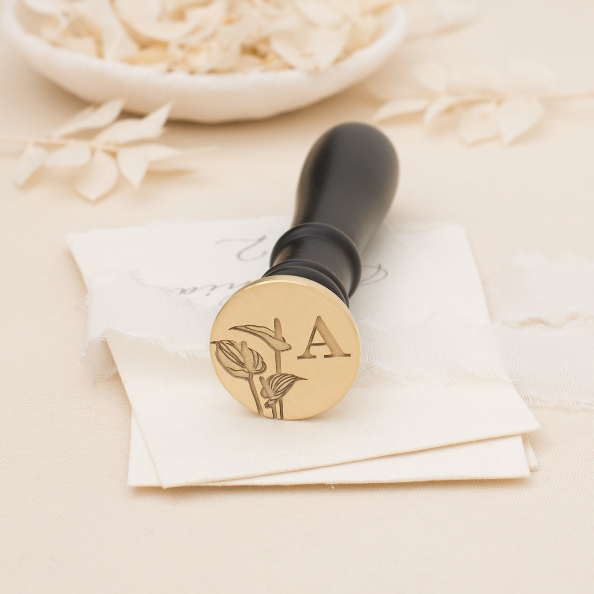 Anthurium Single Initial Wax Stamp