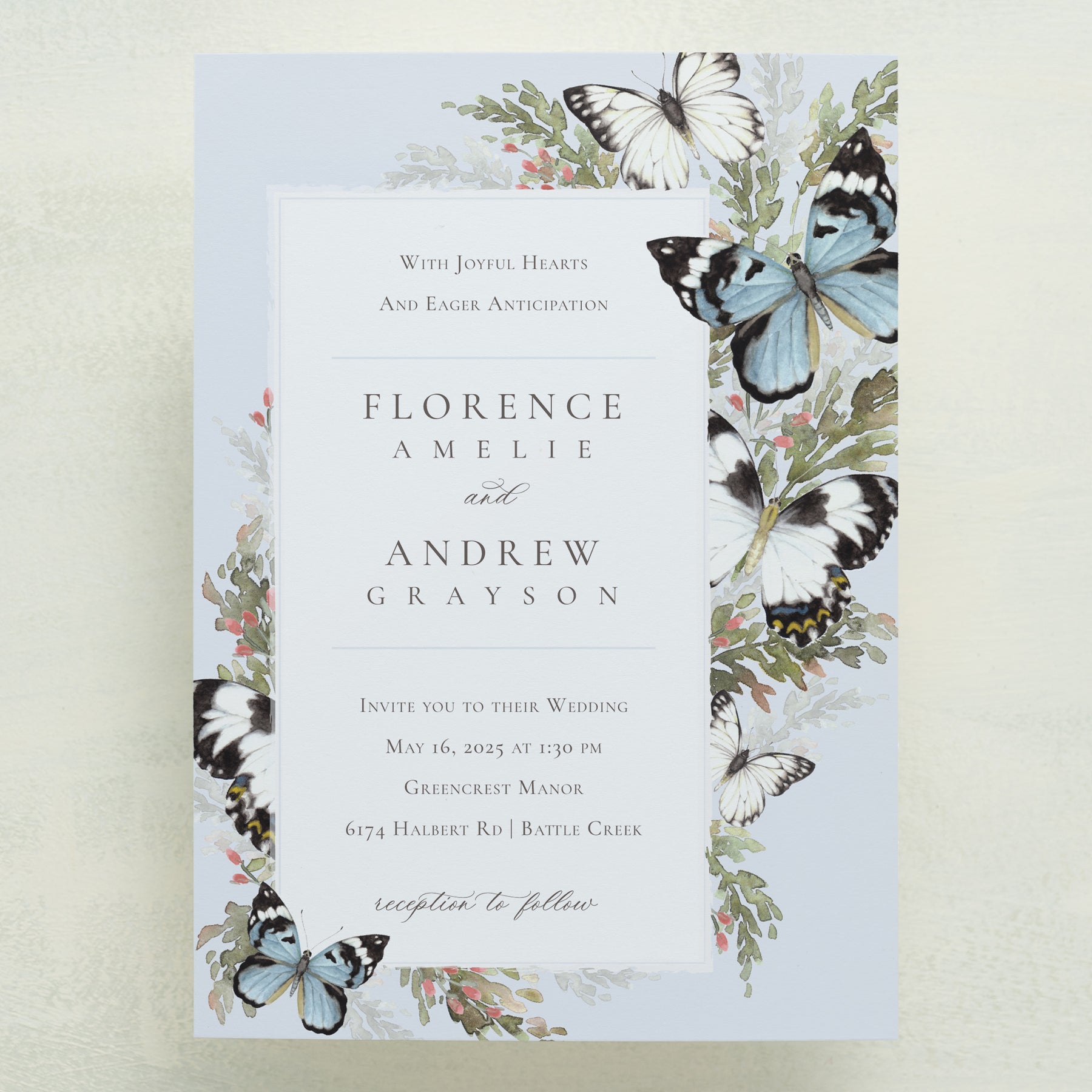 Hearts A Flutter Wedding Invitations