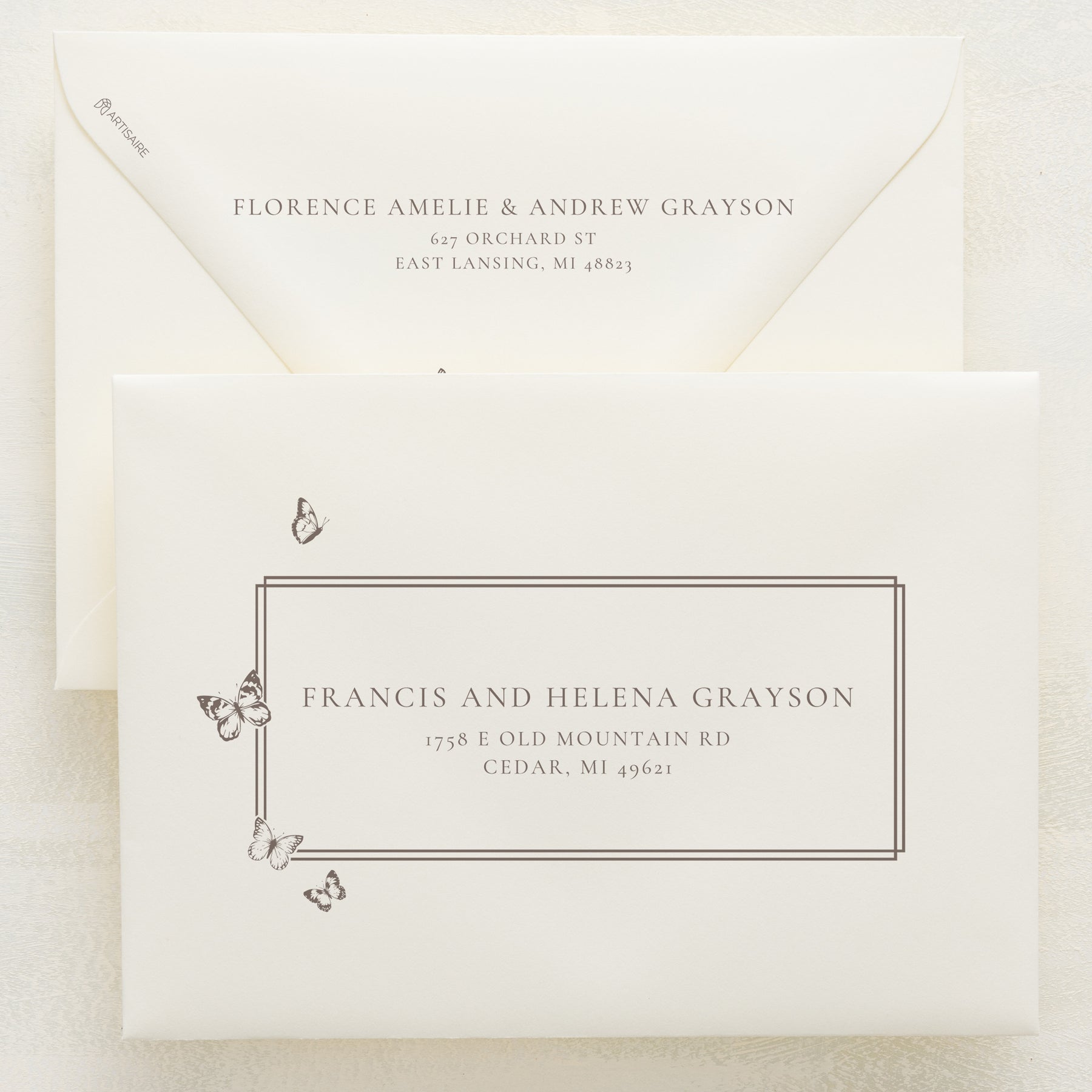 (Sample) Hearts A Flutter Addressed Envelopes