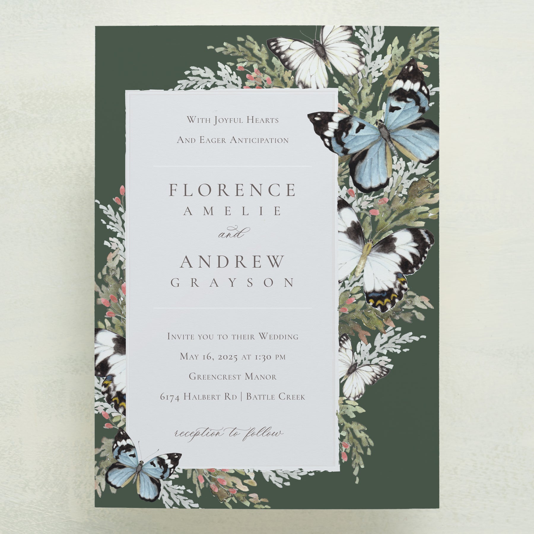 Hearts A Flutter Wedding Invitations