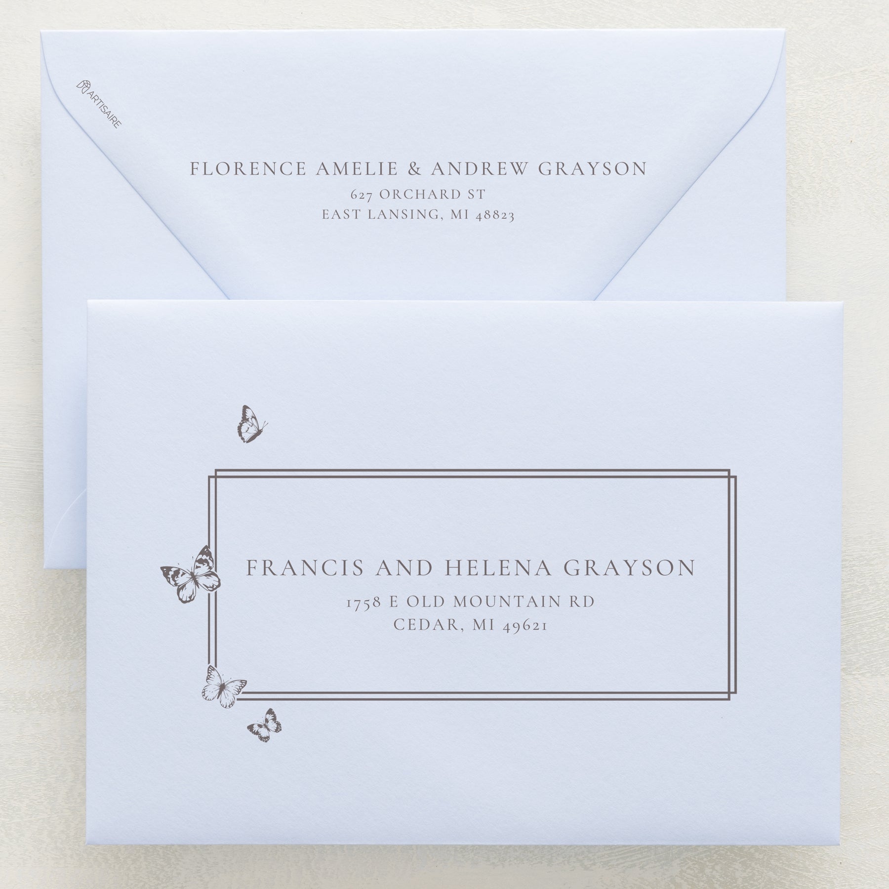 (Sample) Hearts A Flutter Addressed Envelopes