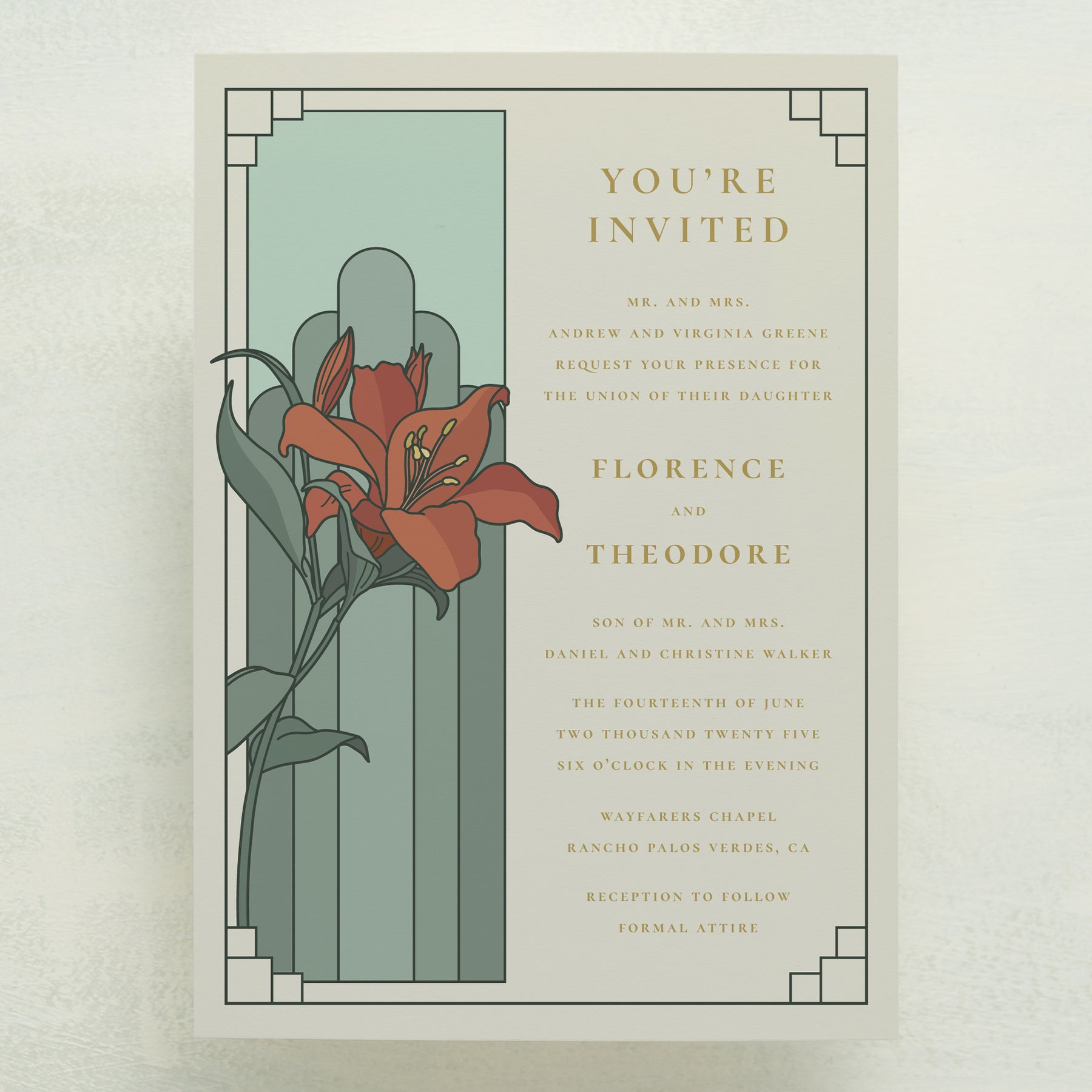 (Sample) Lily Nouveau Wedding Invitations