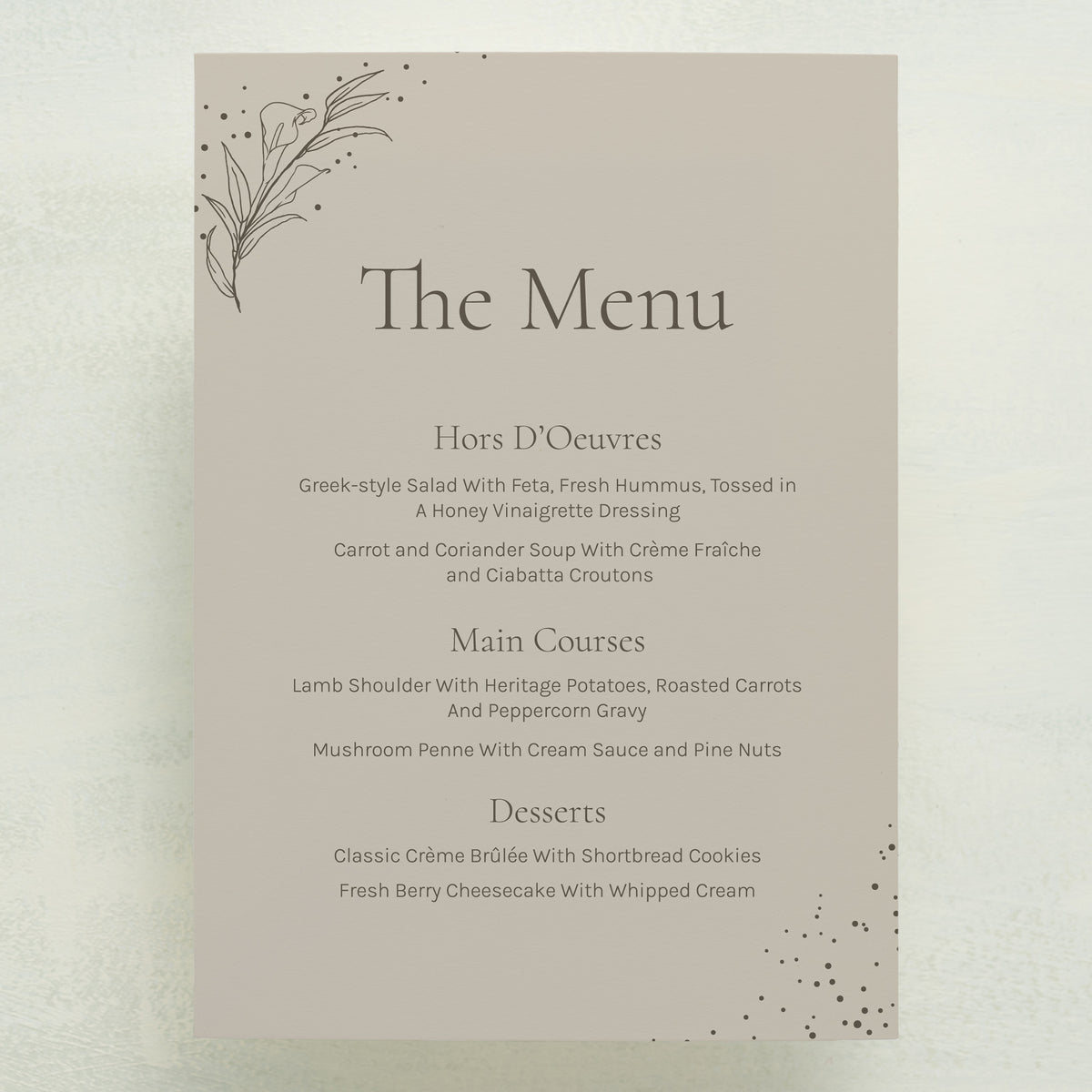Full Bloom Menu