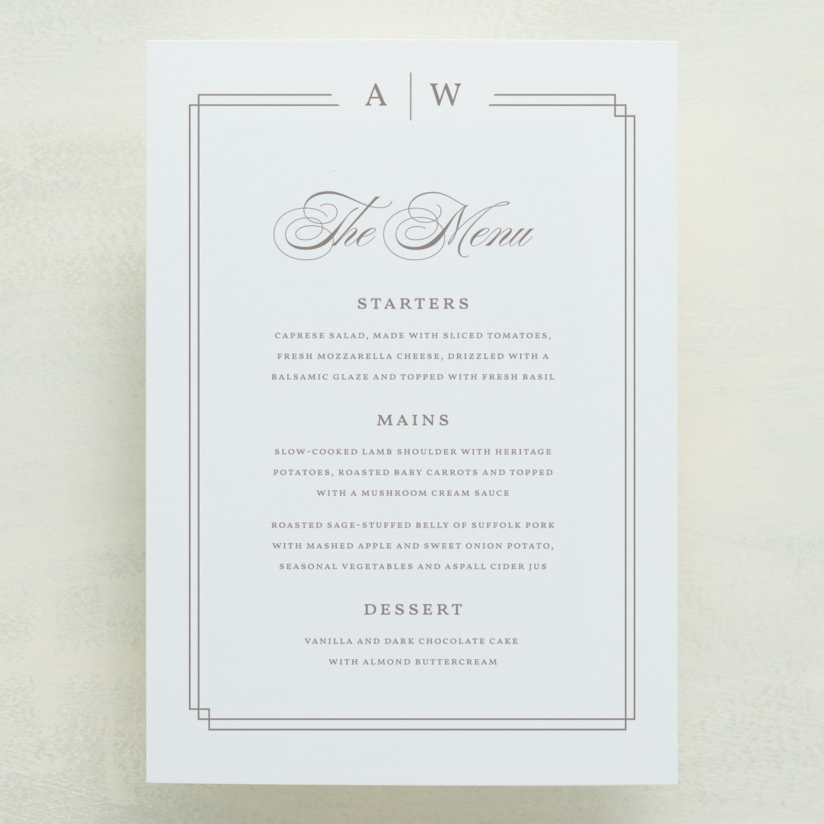 Always Traditional Menu