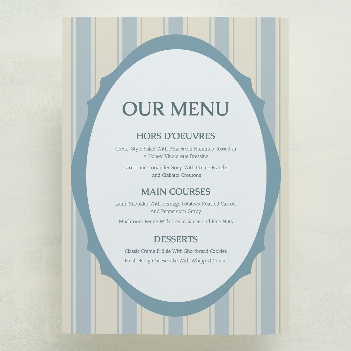 Dearest, Menu