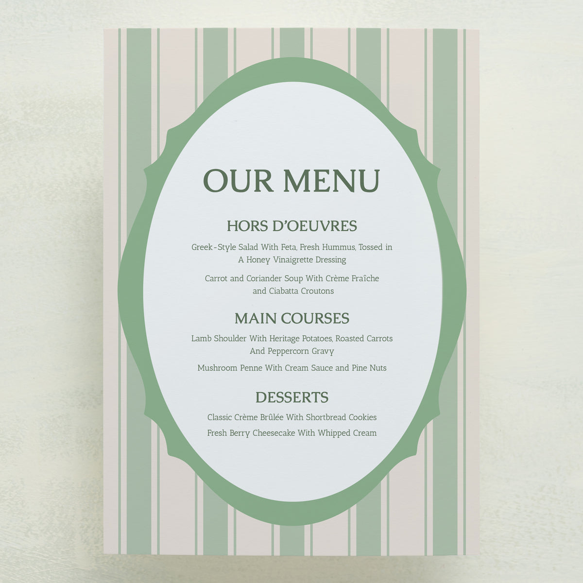 Dearest, Menu