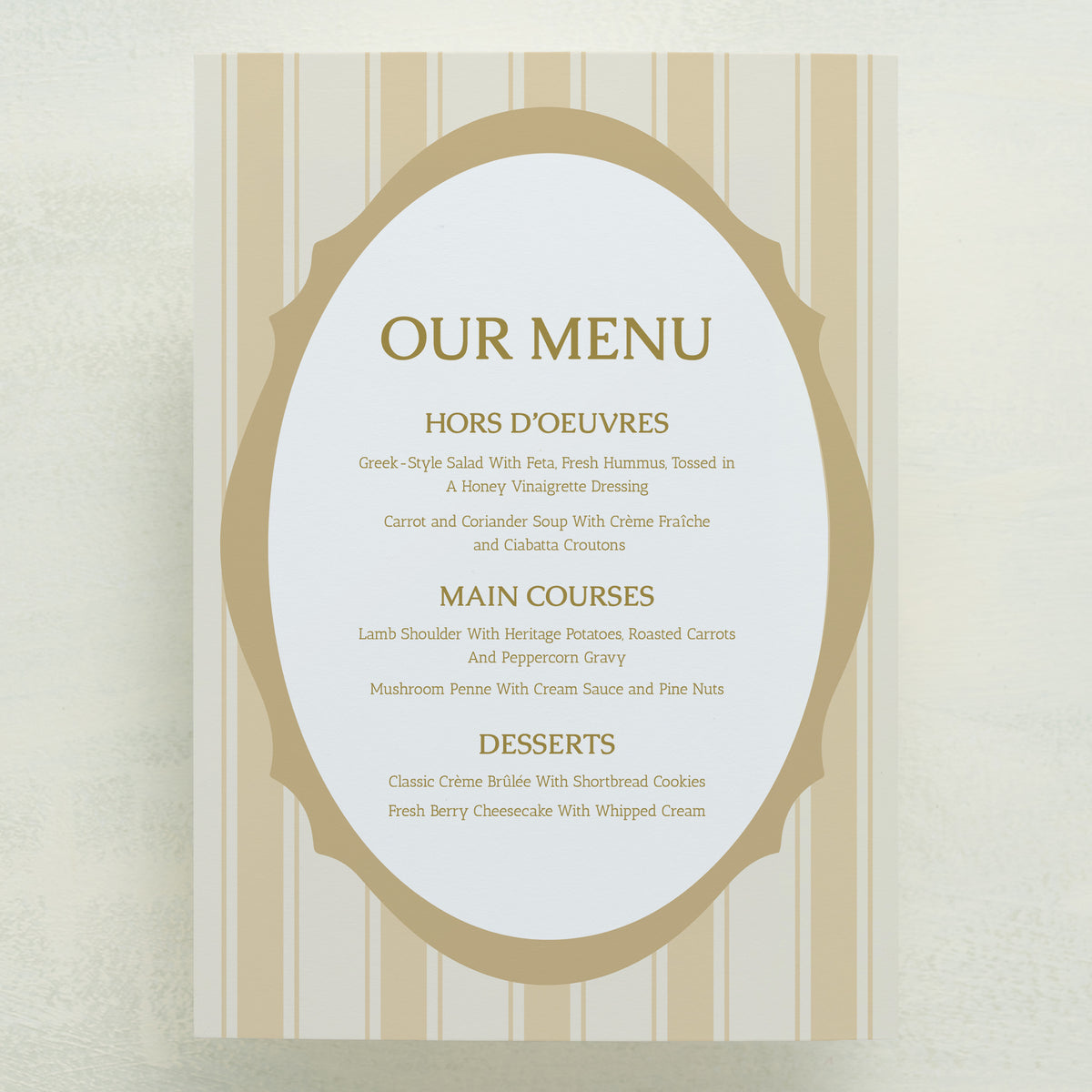 Dearest, Menu
