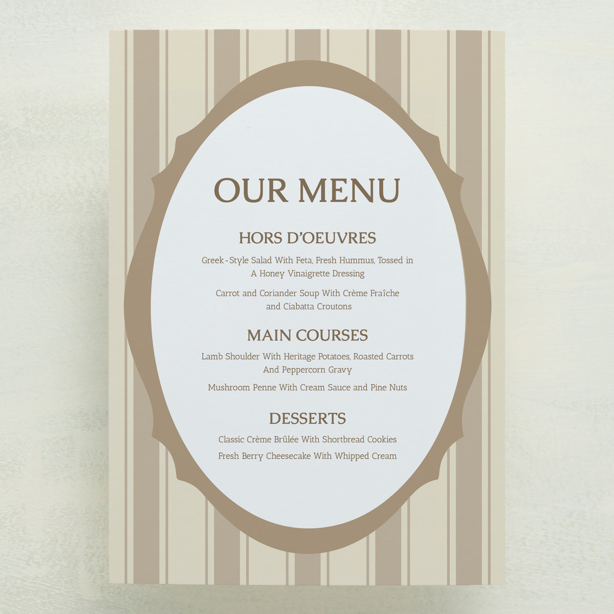 Dearest, Menu