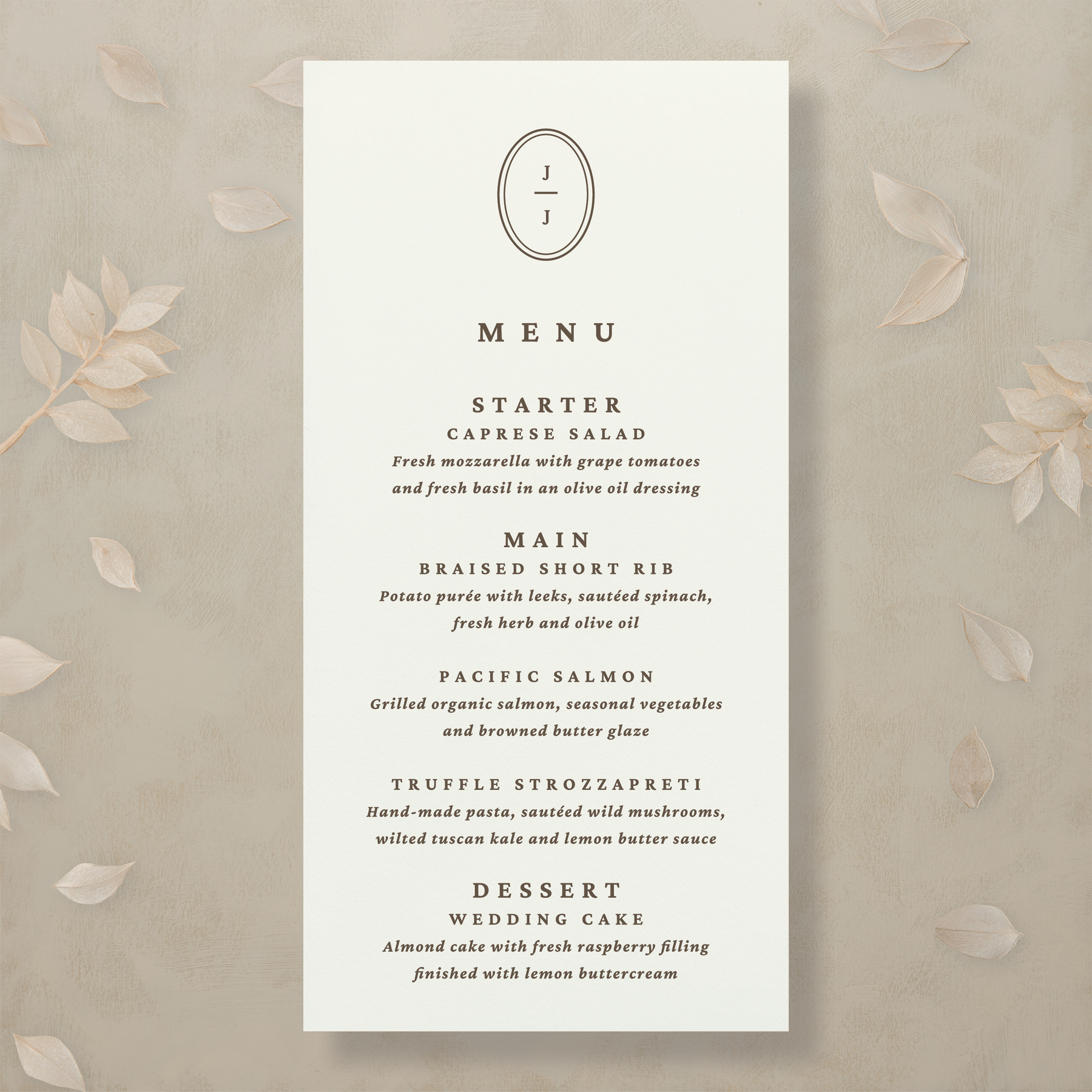 Modern Romance Menu
