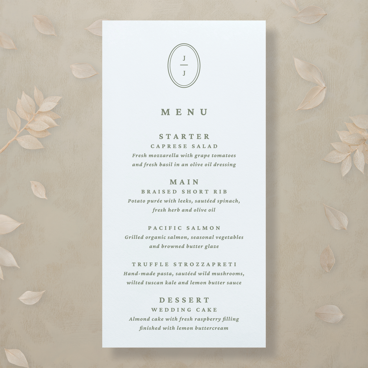 Modern Romance Menu