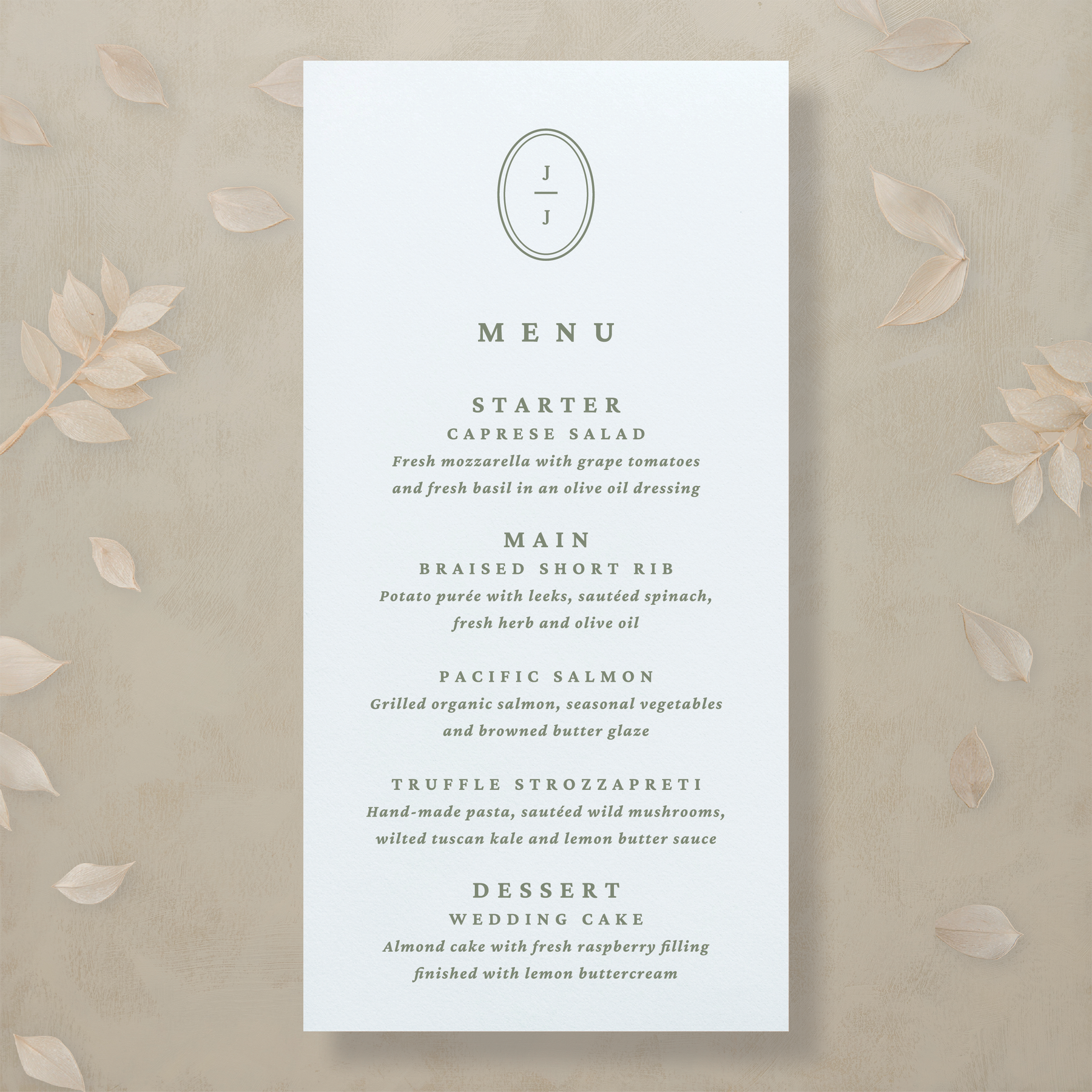 Modern Romance Menu