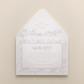Rose Serenade All In One Wedding Invitations