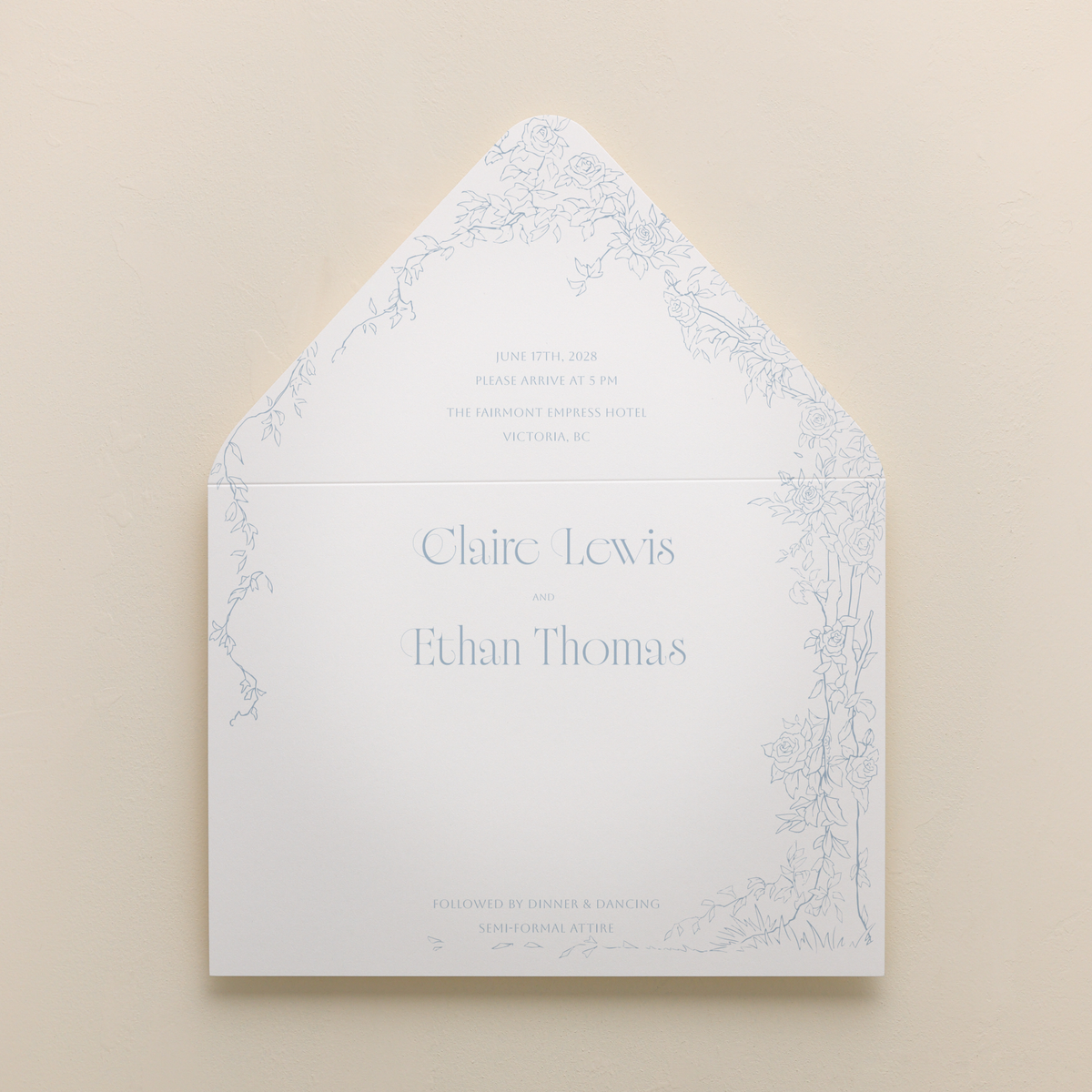 Rose Serenade All In One Wedding Invitations