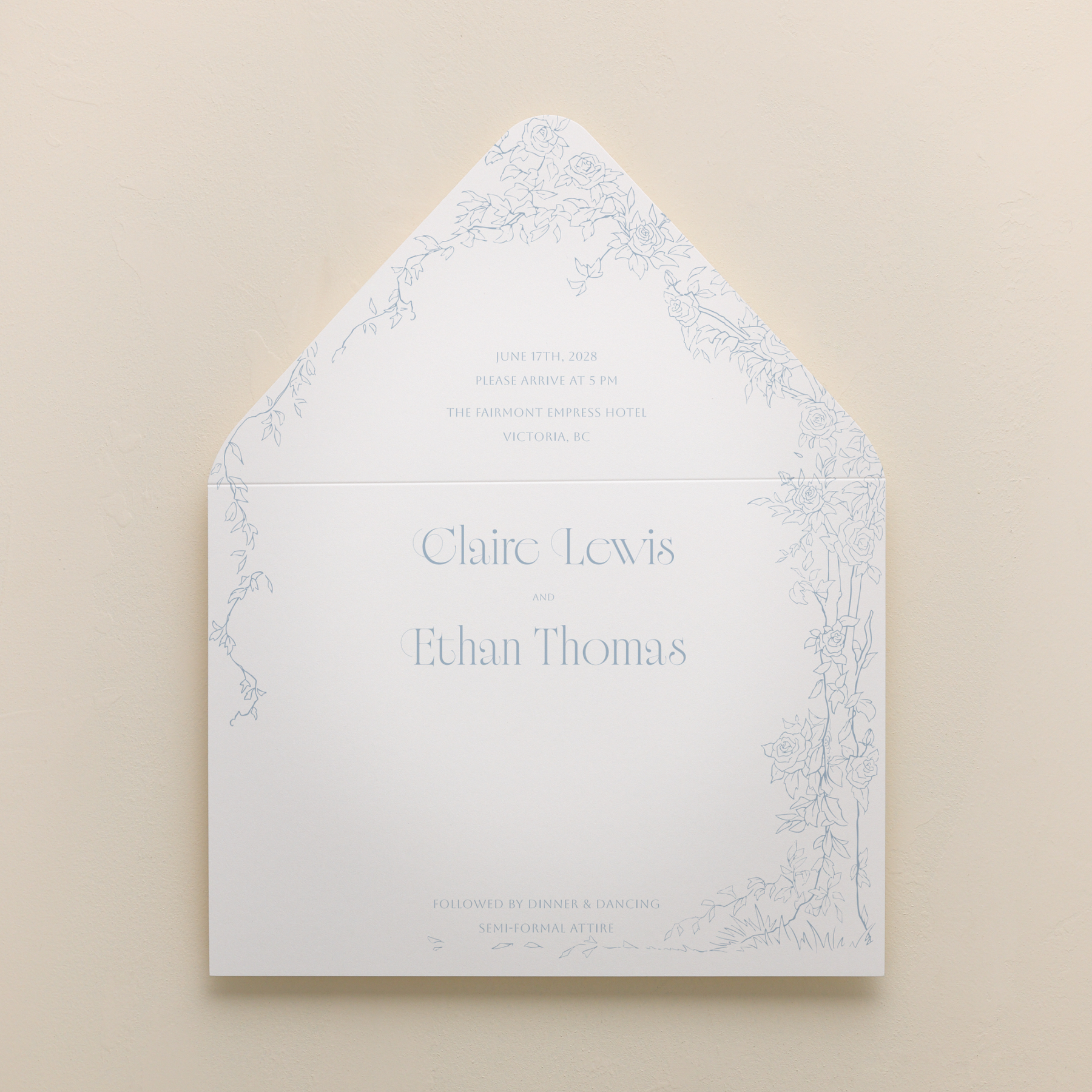 Rose Serenade All In One Wedding Invitations