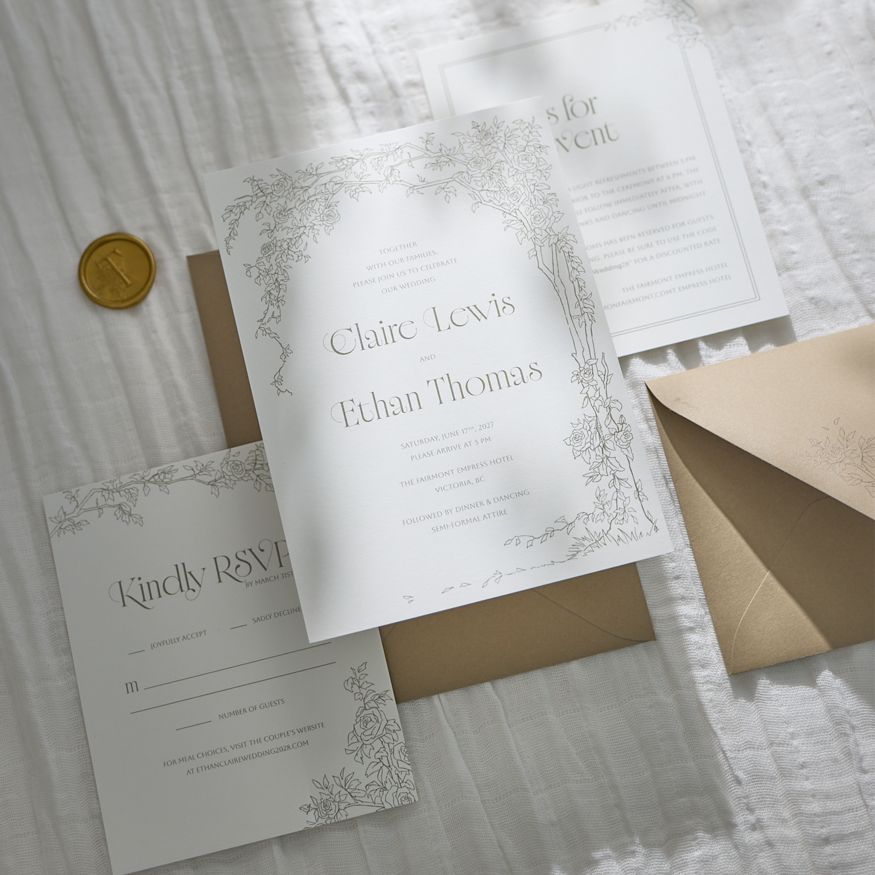 Rose Serenade Wedding Invitations