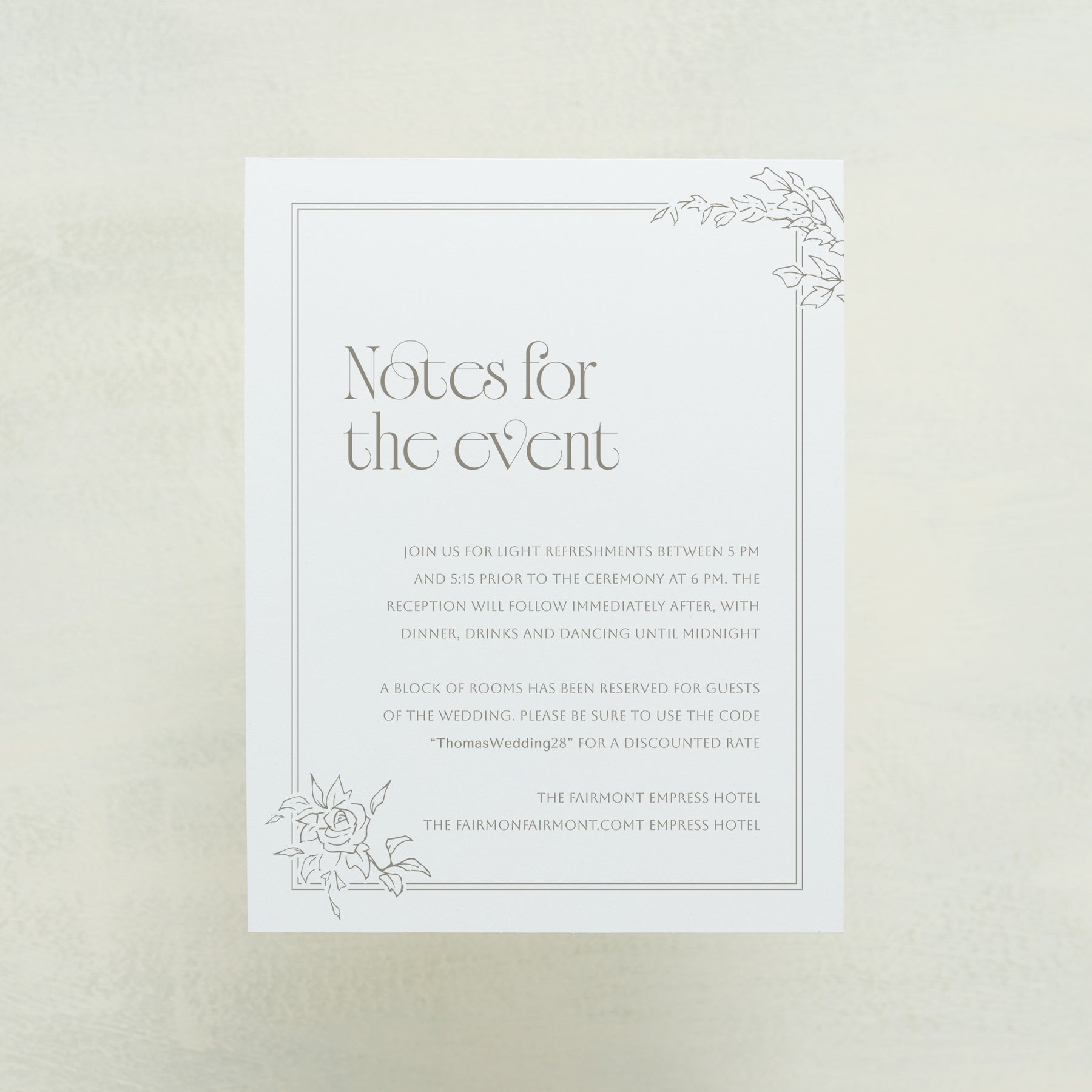 Rose Serenade Details Card