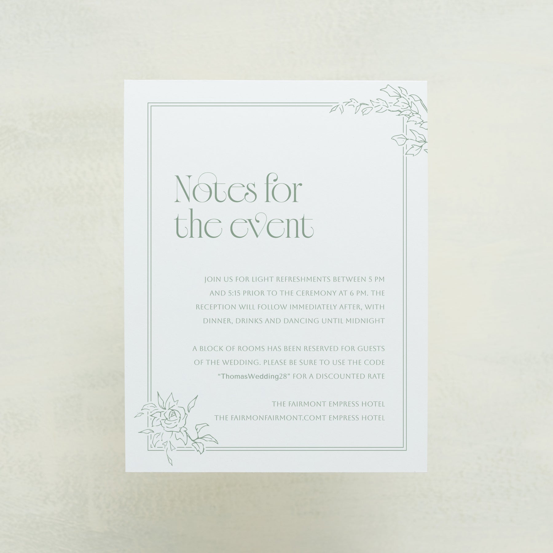 Rose Serenade Details Card