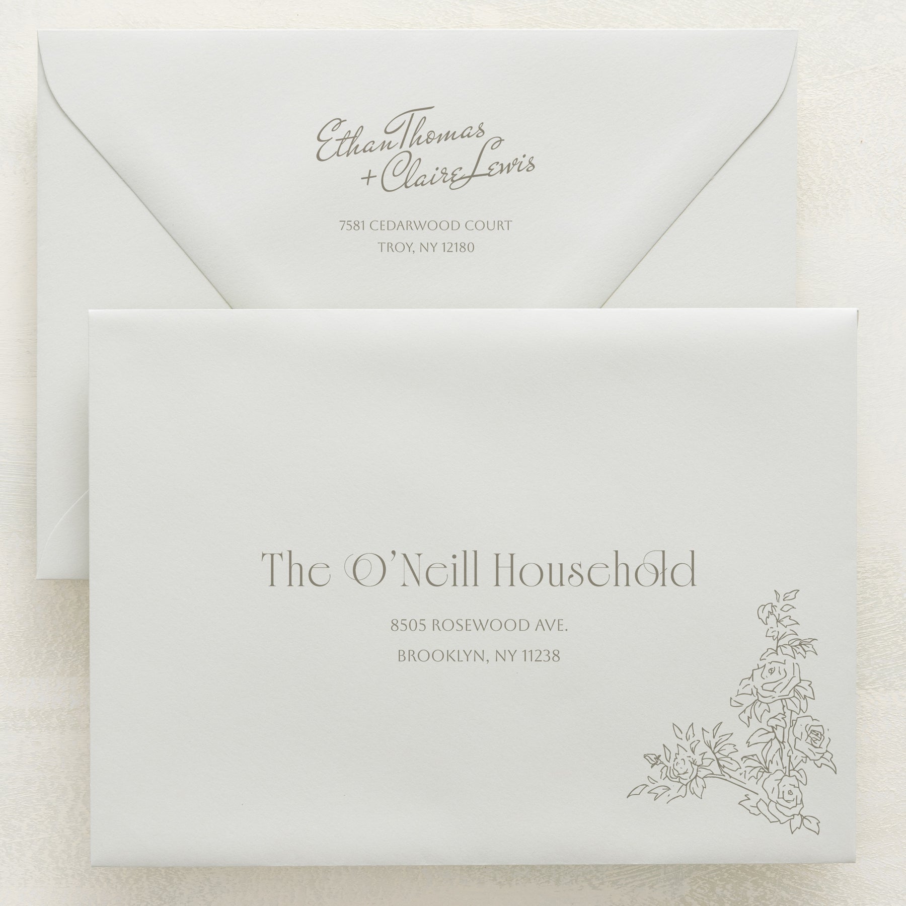 Rose Serenade Addressed Envelopes