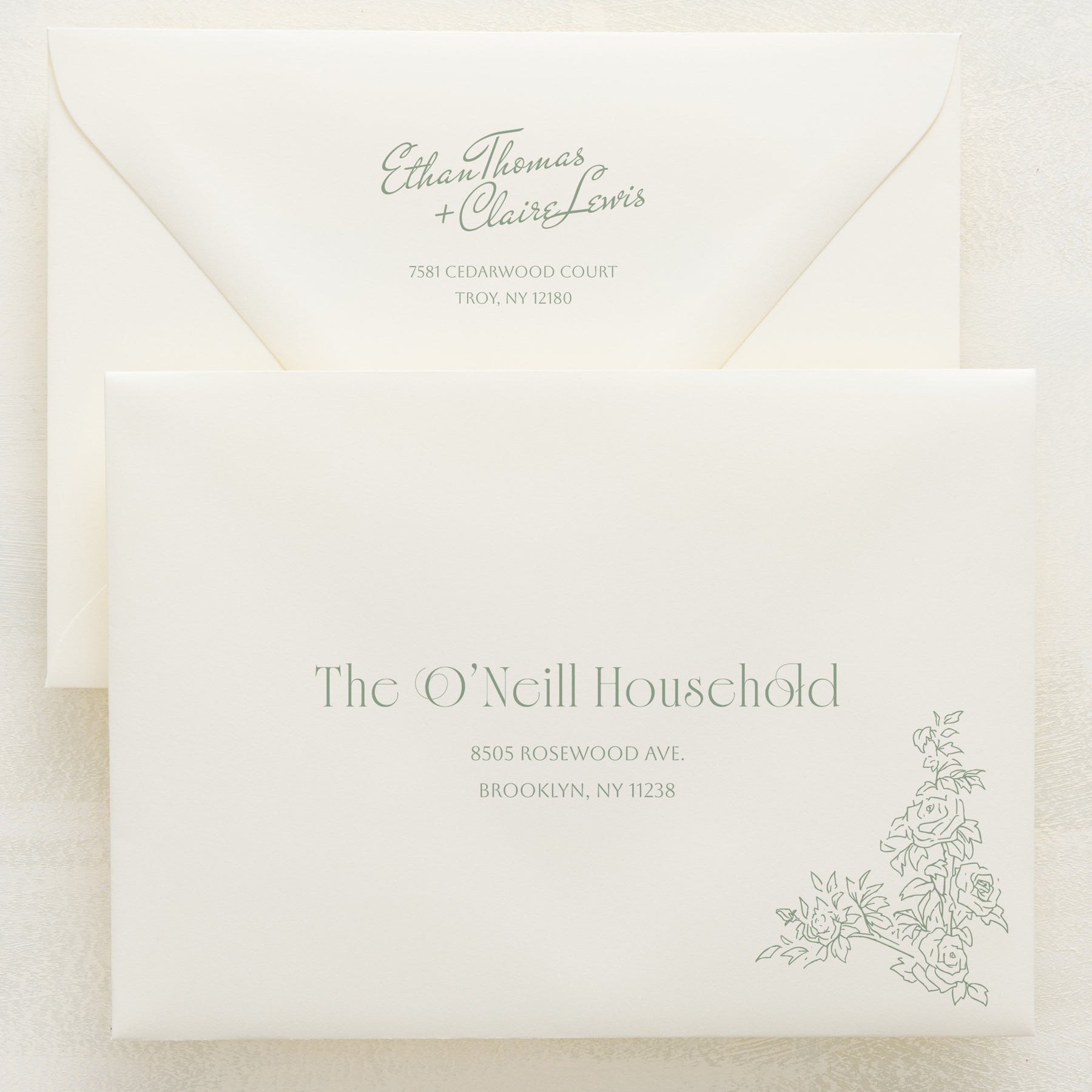 Rose Serenade Addressed Envelopes