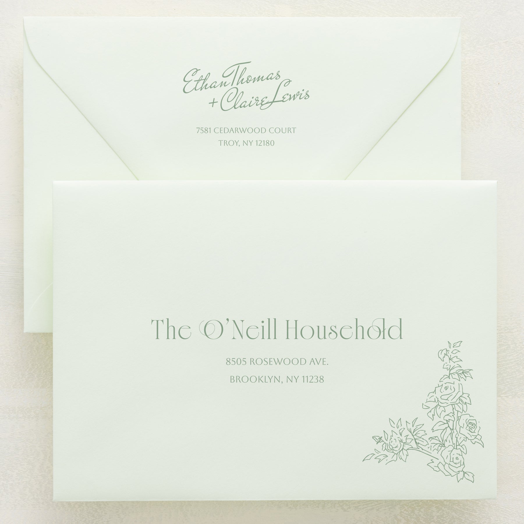 Rose Serenade Addressed Envelopes