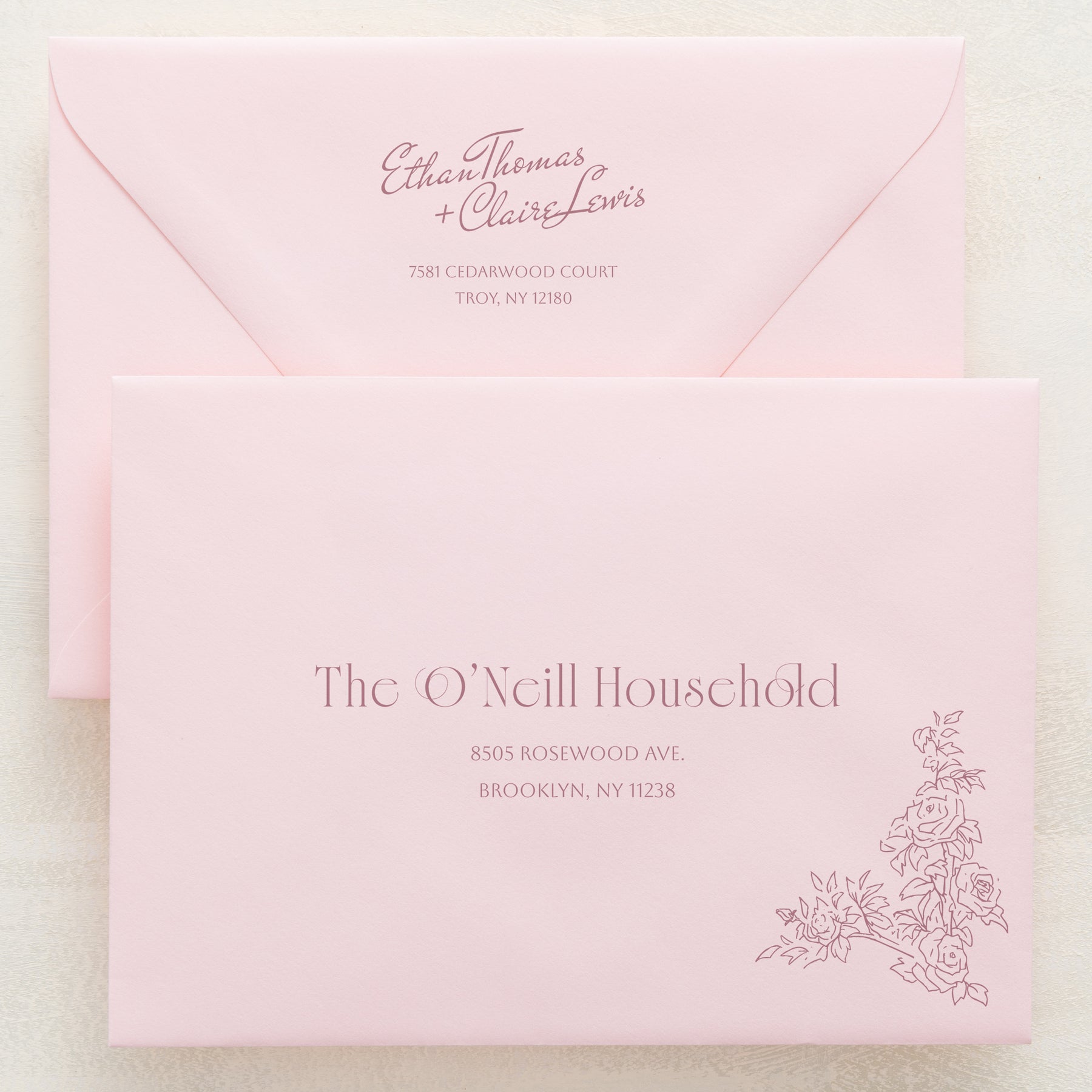 Rose Serenade Addressed Envelopes