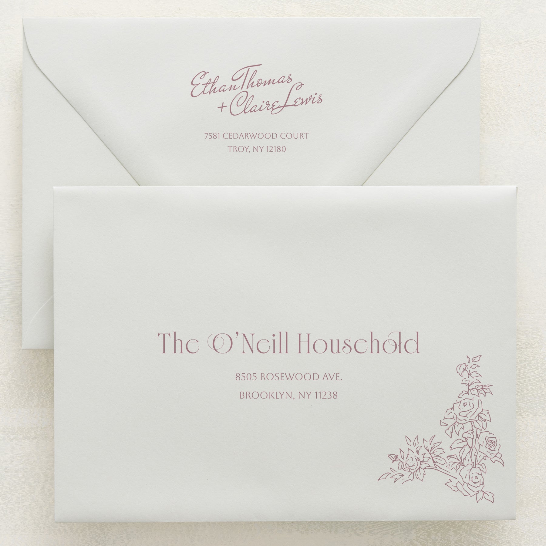 Rose Serenade Addressed Envelopes