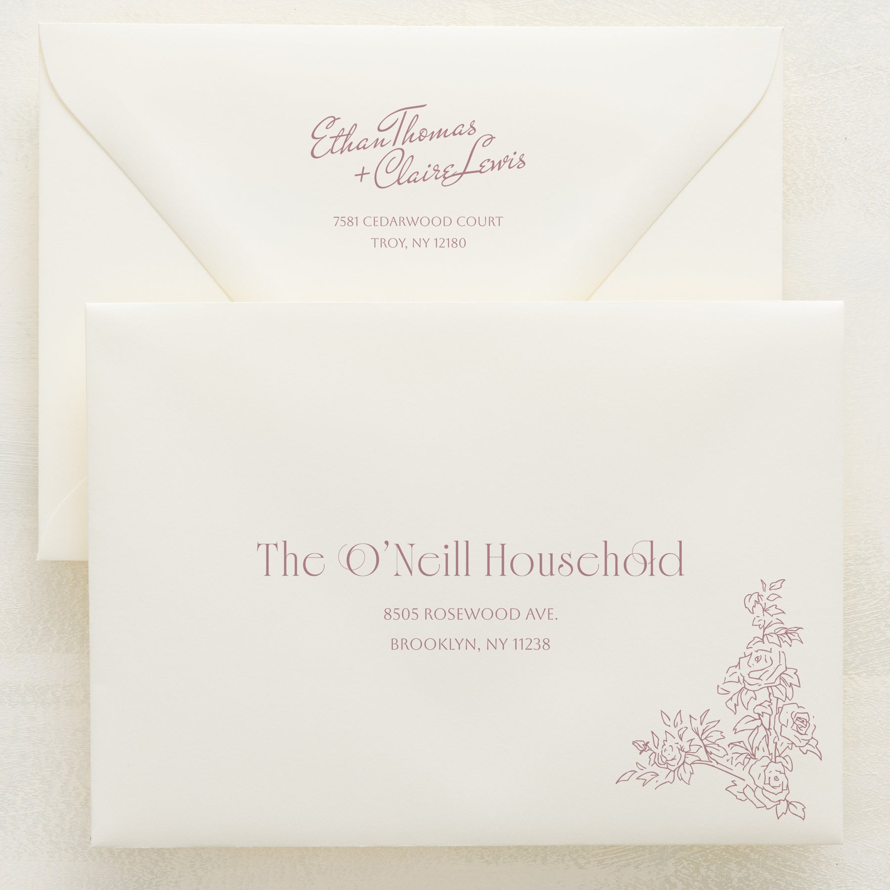 Rose Serenade Addressed Envelopes