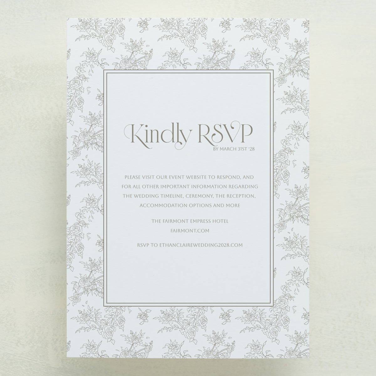 Rose Serenade All In One Wedding Invitations