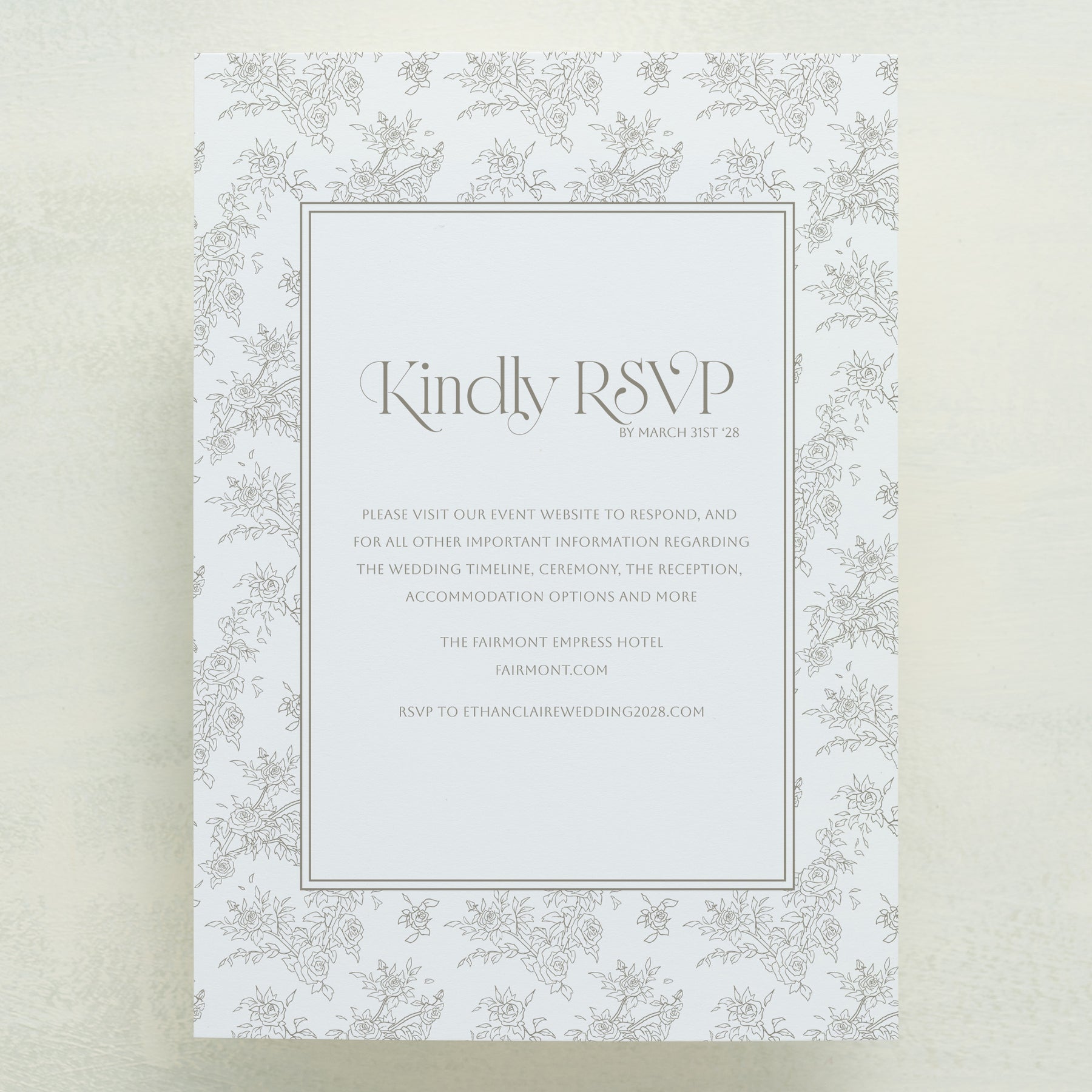 Rose Serenade All In One Wedding Invitations