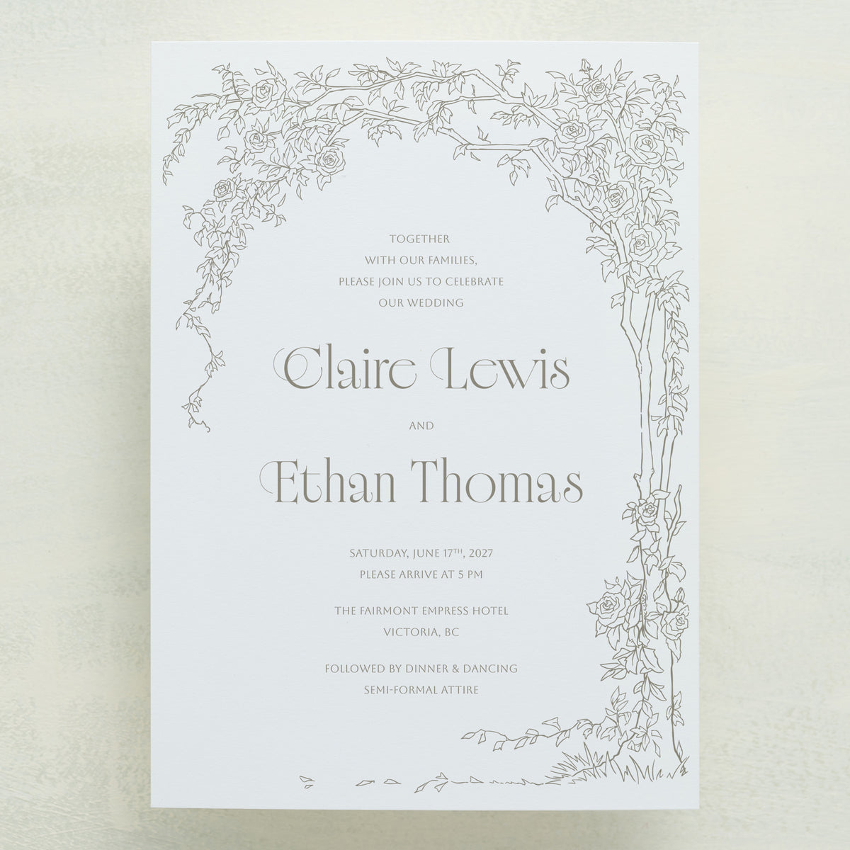 Rose Serenade All In One Wedding Invitations