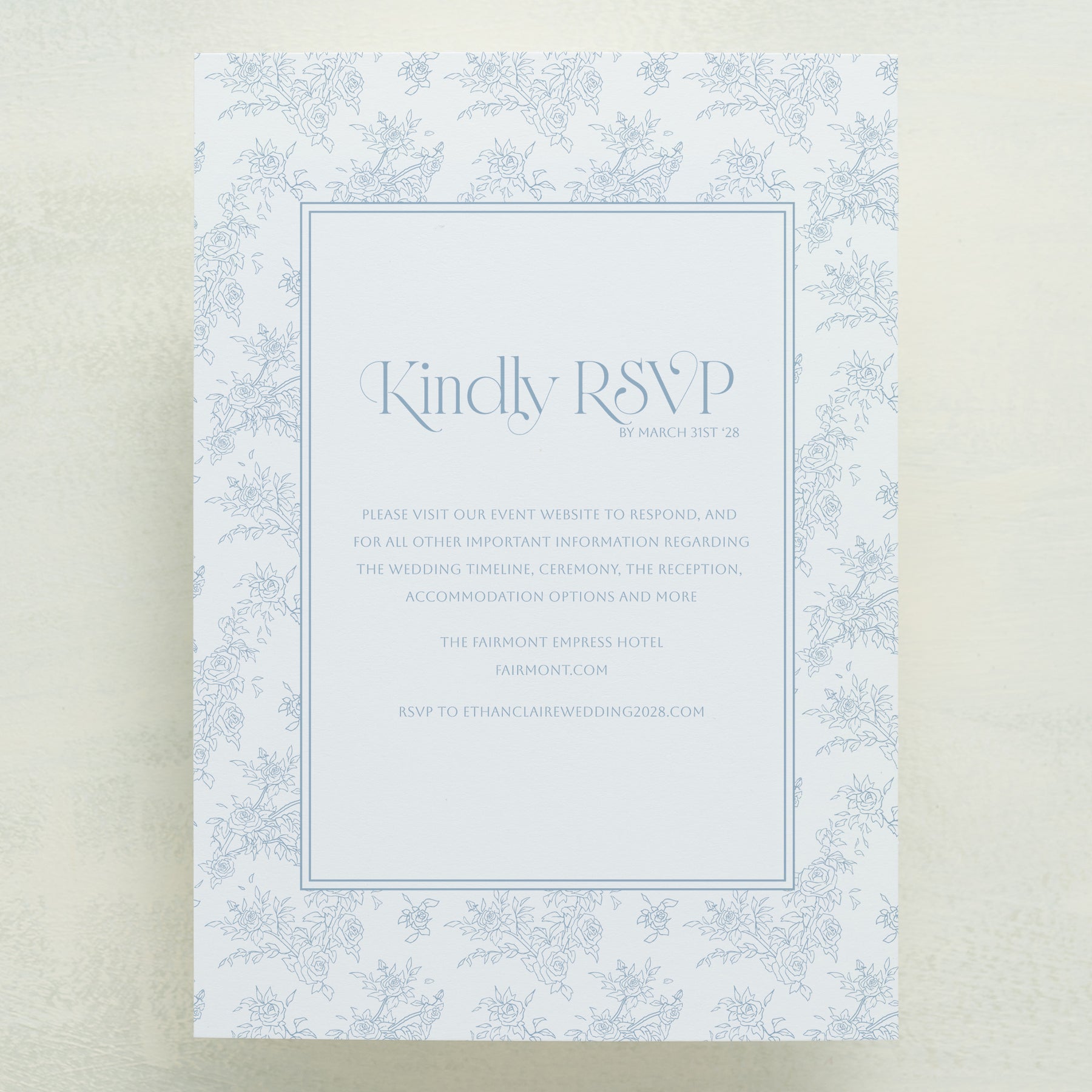 Rose Serenade All In One Wedding Invitations