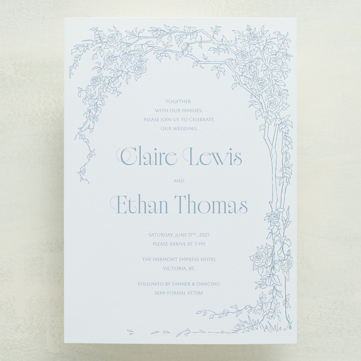 Rose Serenade All In One Wedding Invitations