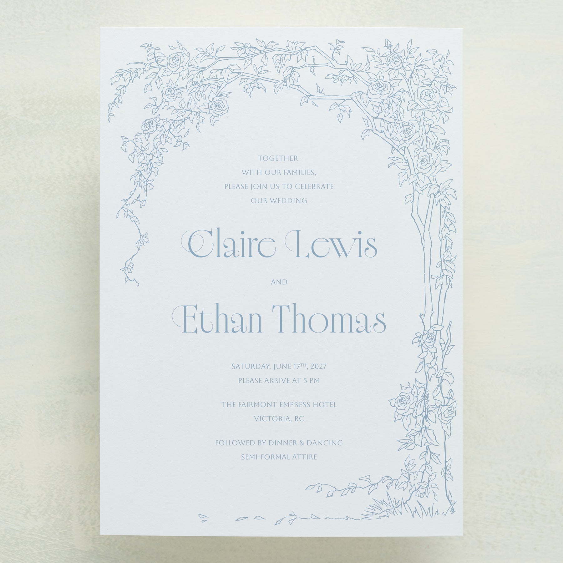 Rose Serenade All In One Wedding Invitations