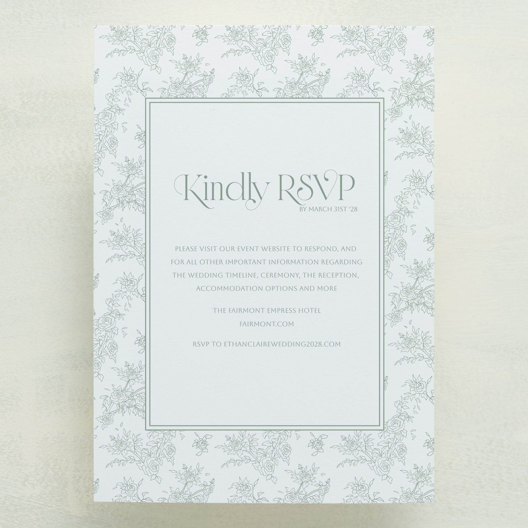 Rose Serenade All In One Wedding Invitations