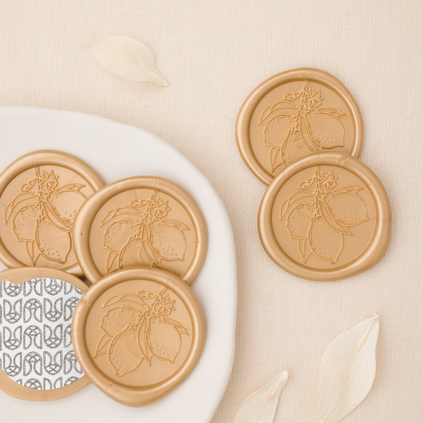  25 White & Gold Wax Seal Stickers - Wax Seals for