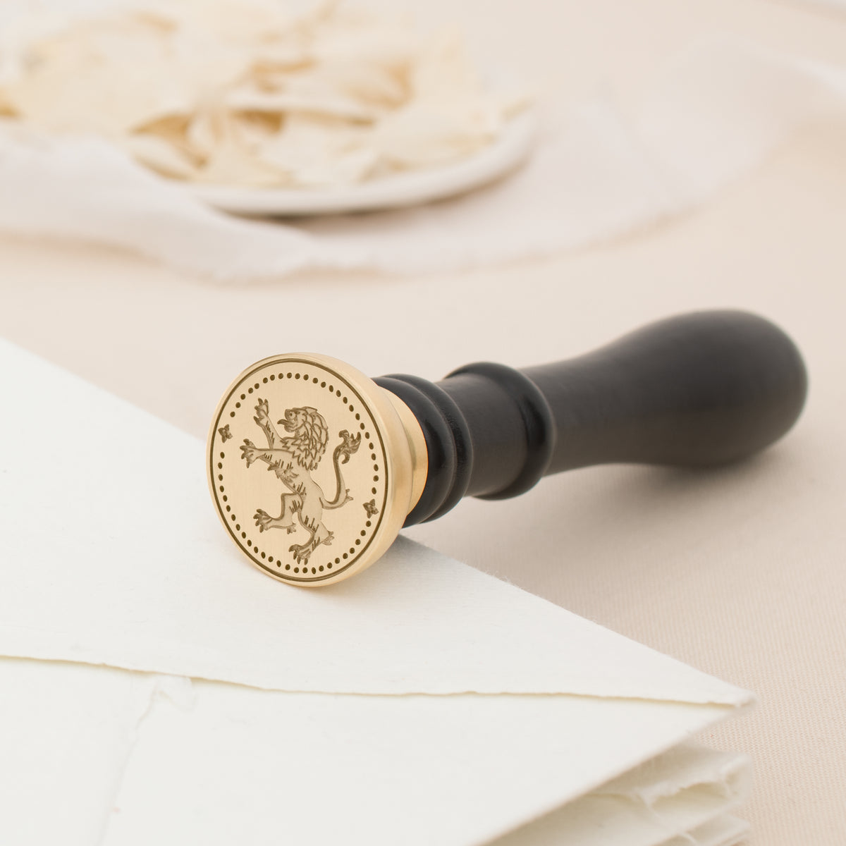 Antique Brass-Wax Seal Stamp-Letter Sealer-Crown and Crest-NR